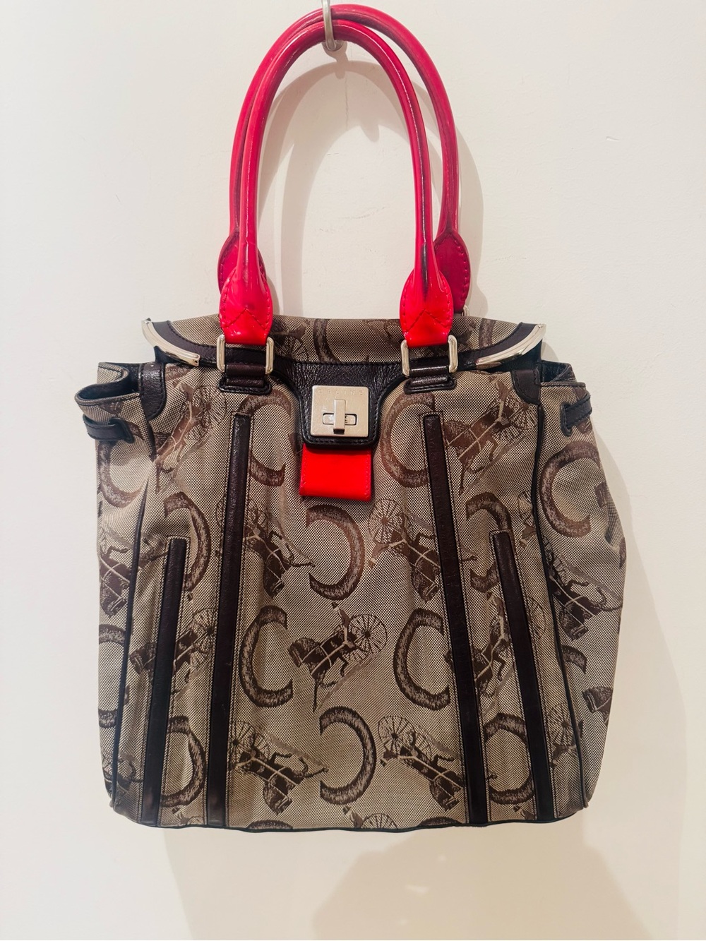 Celine Goat and red patent leather handbag. Almost VINTAGE! S2007.